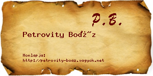 Petrovity Boáz névjegykártya